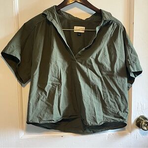 Universal Thread Olive Green Short Sleeve V-Neck Blouse